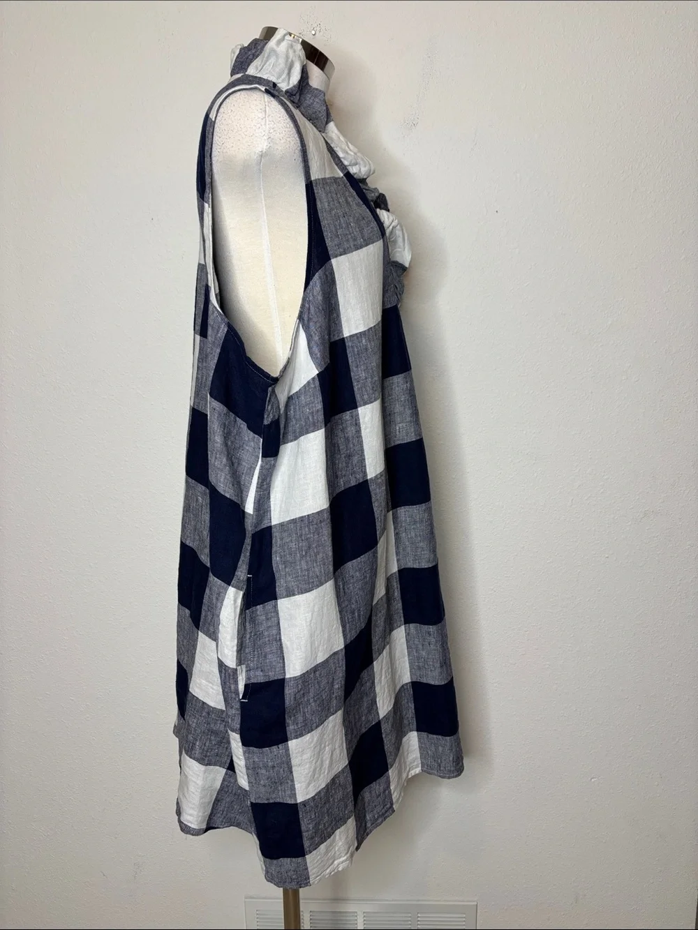 crown & ivy Navy and White Buffalo Check Midi Dress